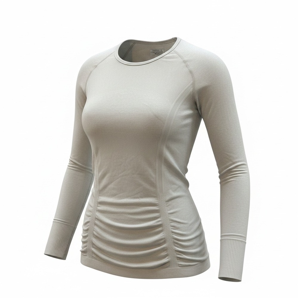 Athleta Speedlight Long‎ Sleeve Top Gray Ruched Seamless Running Shirt 964082 M